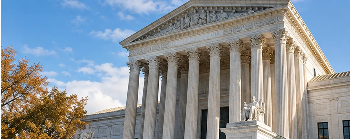 Supreme Court building pediment and columns in Washington D.C.