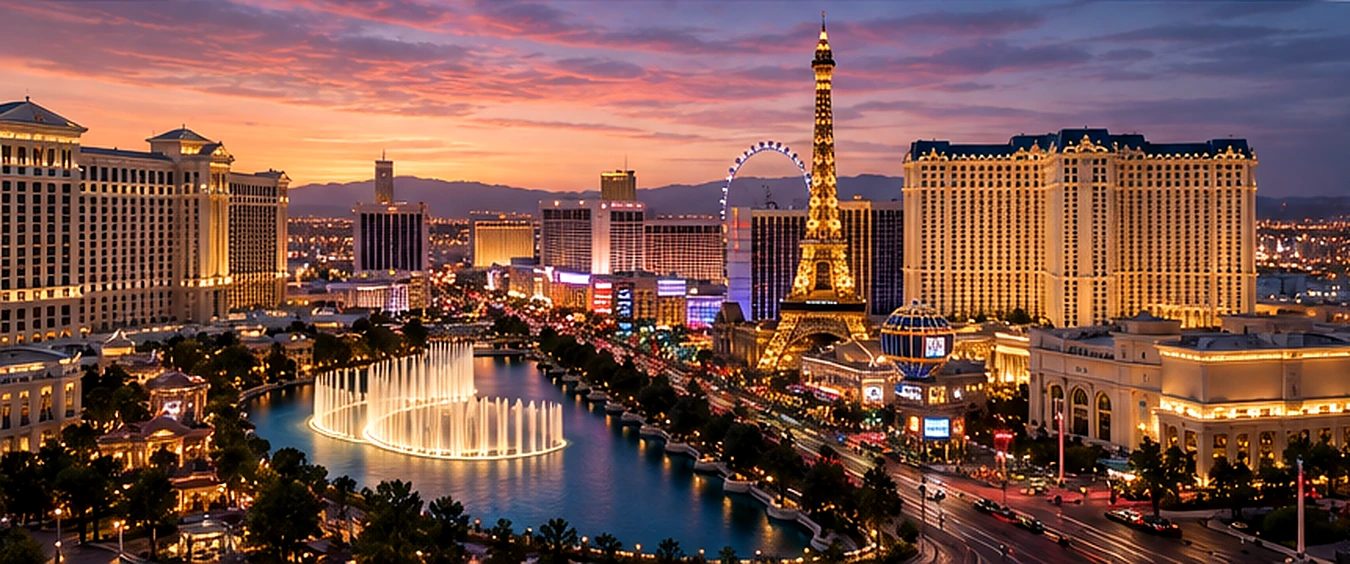 The Las Vegas Strip illuminated at night during a major presidential primary season